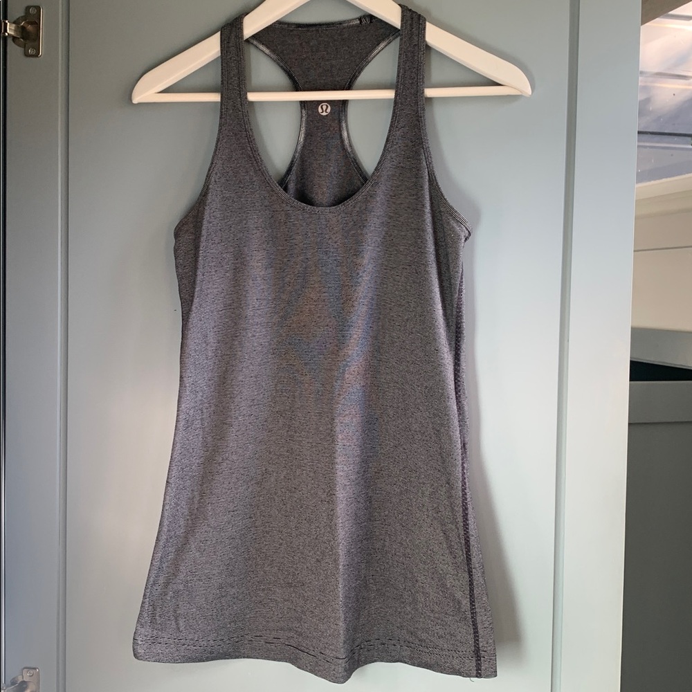 Lululemon Cool Racerback Grey Fine Stripe Tank Top - Size 8